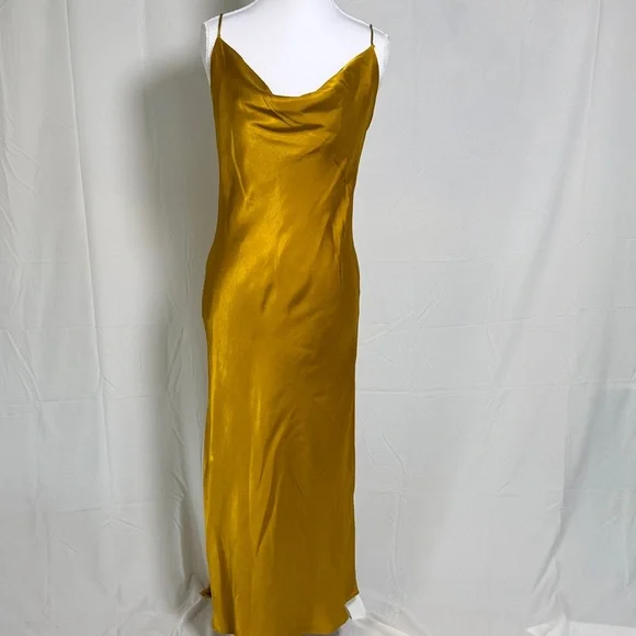 Zara | Dresses | Zara Gold Mustard Satin Dress | Poshmark